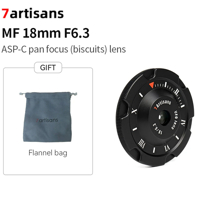 7 Artigiani 18Mm F6.3 Obiettivo Ufo Ultrasottile Per Canon Eos-M M50 M6/Fuji Xf X-T4/ Olympus E Panasonic Micro M4/3