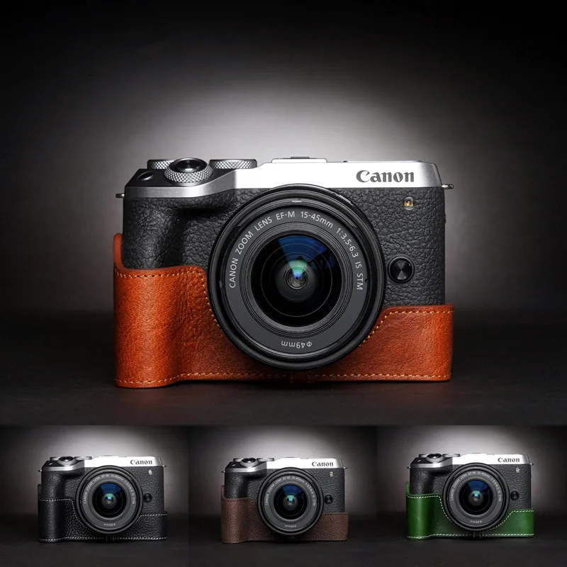 Mezza Custodia In Vera Pelle Per Canon Eos M6 Mark Ii M6Mark2