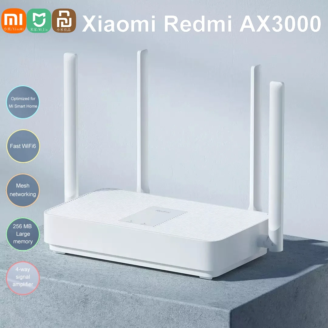Xiaomi Redmi Router Ax3000 Wifi 6 Mesh Gigabit Muslimb Dual-Band Wireless Dual-Core Ripetitore Wifi 256M Memoria Mi Home Amplifi