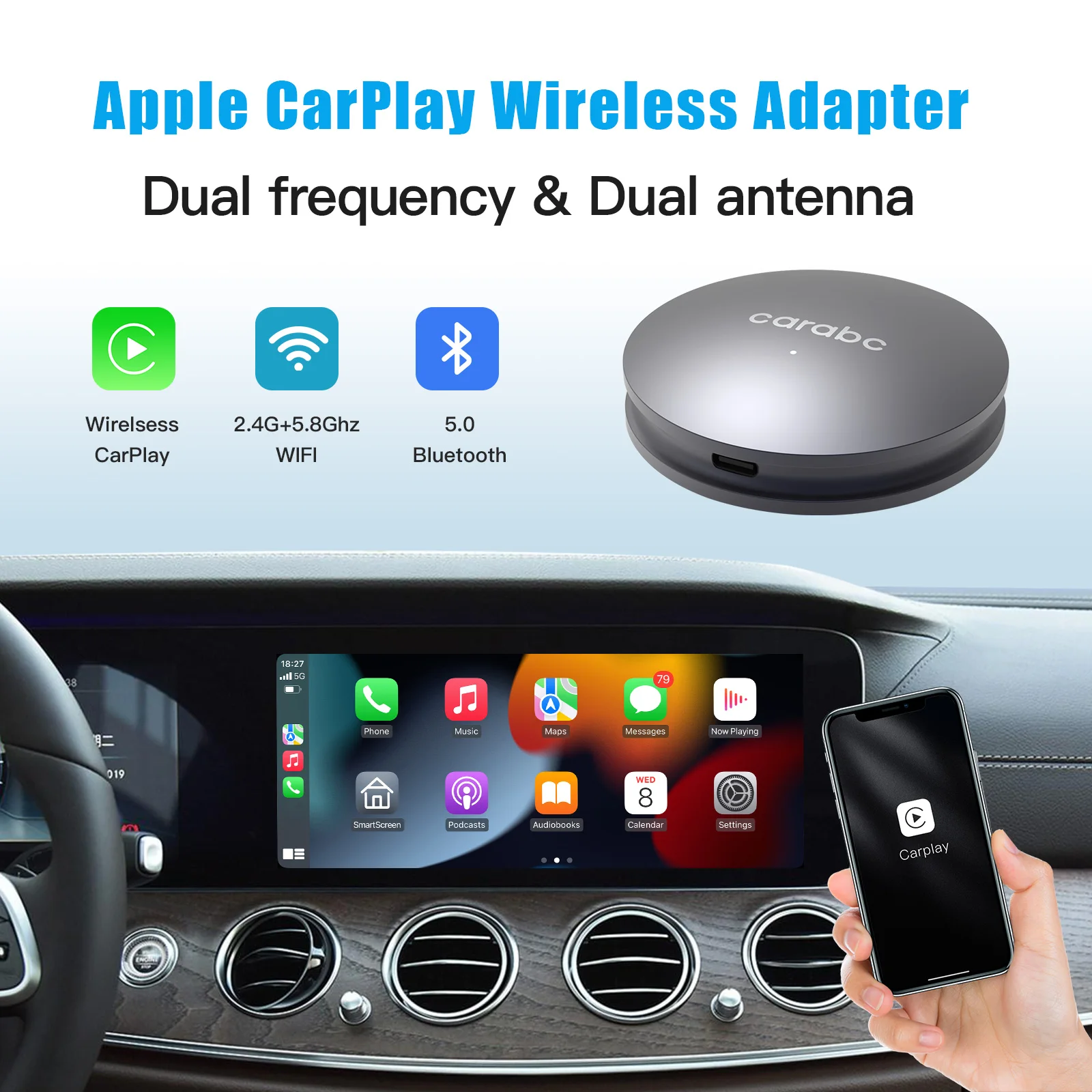 Carabc Wireless Apple Carplay Oem Adapter Dongle Converti Carplay Cablato In Wireless Carplay Mini Box Adatto A Vw Audi Volvo Ect