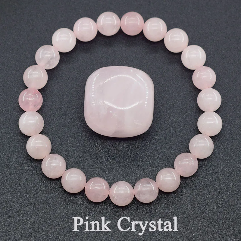 Natural Pink Rose Powder Crystal Quartz Natural Stone Stretch Bracciali Homme Purify The Soul Pulsera Jewelry Beads Lover Women