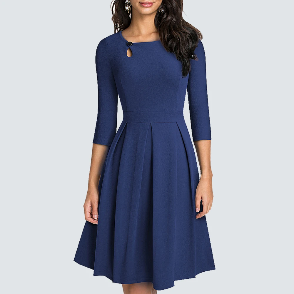 Autunno Chic One Button Hollow Breve Di Colore Solido Sexy Charming Del Partito Di Ufficio Altalena Vestito Da A-Line Ha223