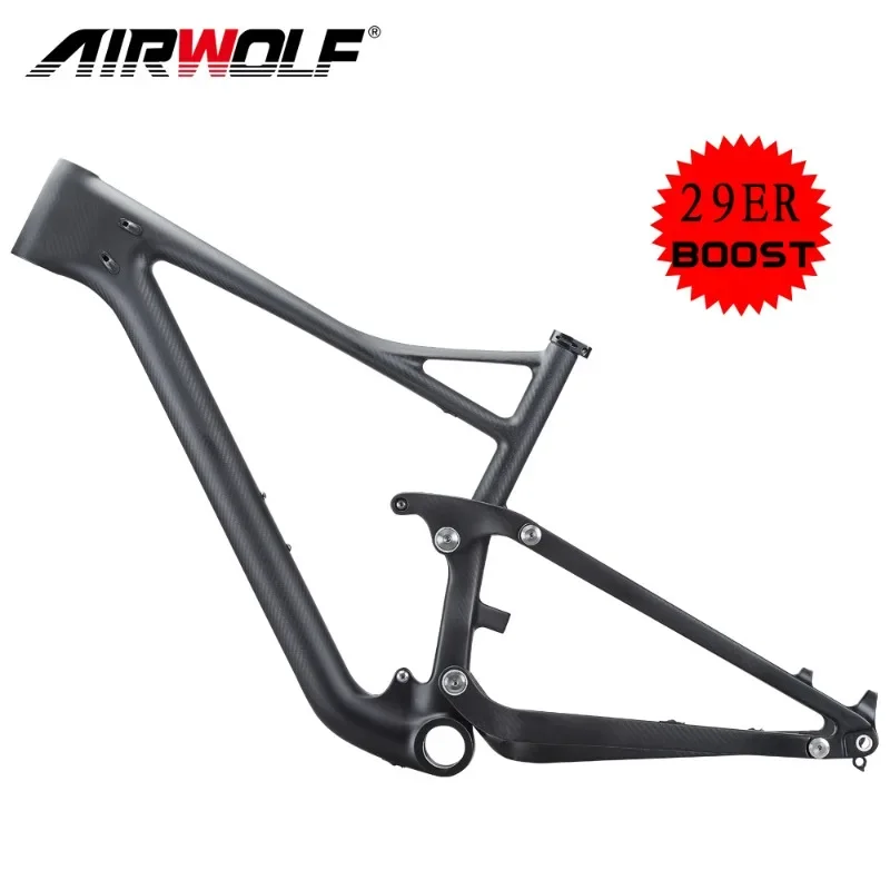 Airwolf 29Er 15 17 19 Pollici Full Suspension Mtb Carbon Bike Frame Thru Axle Boost 148*12Mm Pf30 Mountain Frame Per Hill Bike Frame