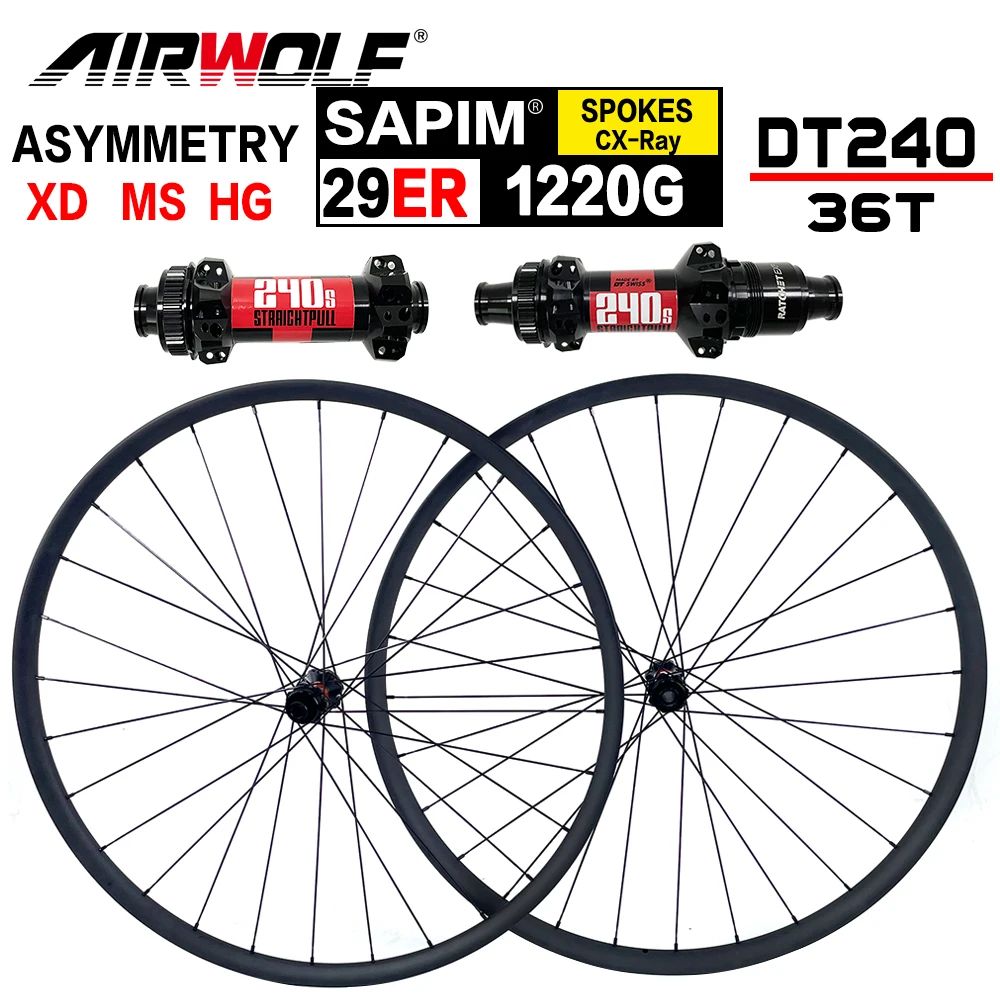 Airwolf Super Light Carbon Mtb Wheelset 29 Tubeless Boost Ruote Per Mountain Bike Da 29 Pollici Dt240 Wheel Hg/Xd/Ms