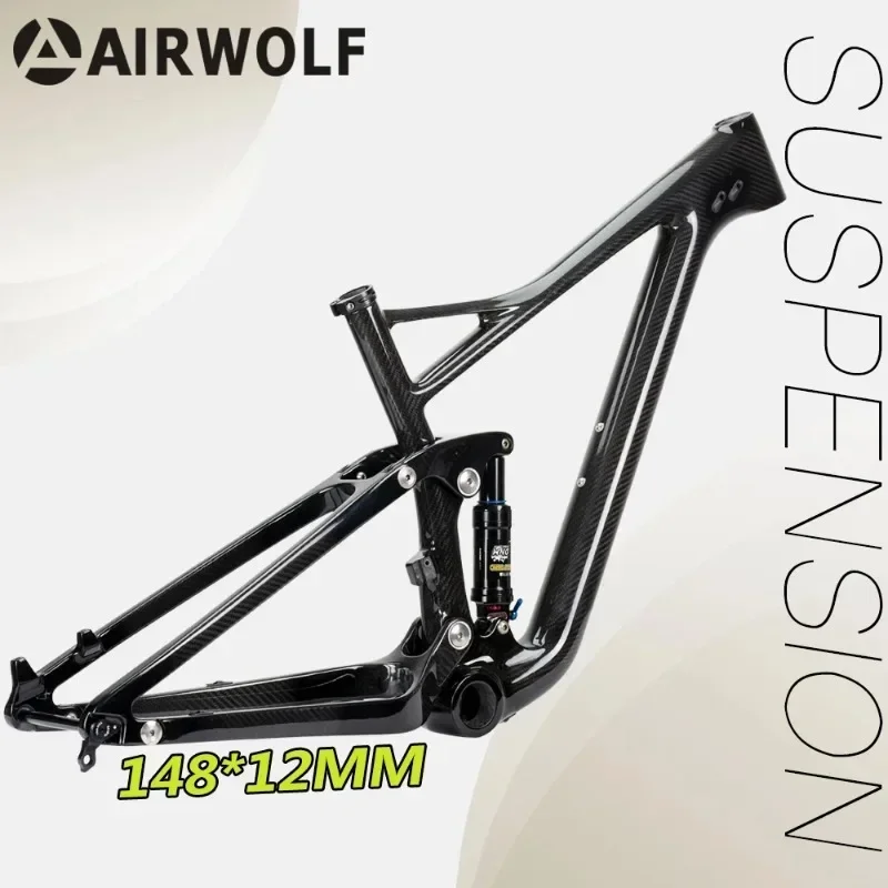 Airwolf 29Er Full Carbon Suspension Bike Frame Thru Axle 148*12Mm Ganci Posteriori Long-Travel Trail Bike All Mountain Mtb Frame