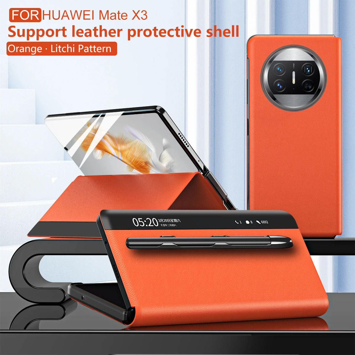 Per Huawei Mate X3 X5 Custodia In Pelle Smart View Windows Flip Cover Con Touch Pen Slot Protection Capa Per Huawei Mate X3 Funda