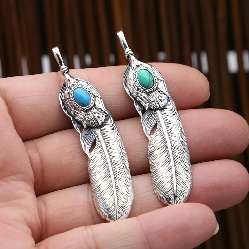S925 Sterling Gioielli In Argento D'Epoca Thai Argento Fatti A Mano Takahashi Goro Piuma Gli Uomini E Le Donne Pendenti Con Gemme E Perle