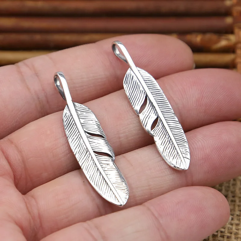 S925 Sterling Gioielli In Argento Vintage Retro In Argento Thai Takahashi Feathe Gli Uomini E Le Donne Del Pendente Semplice