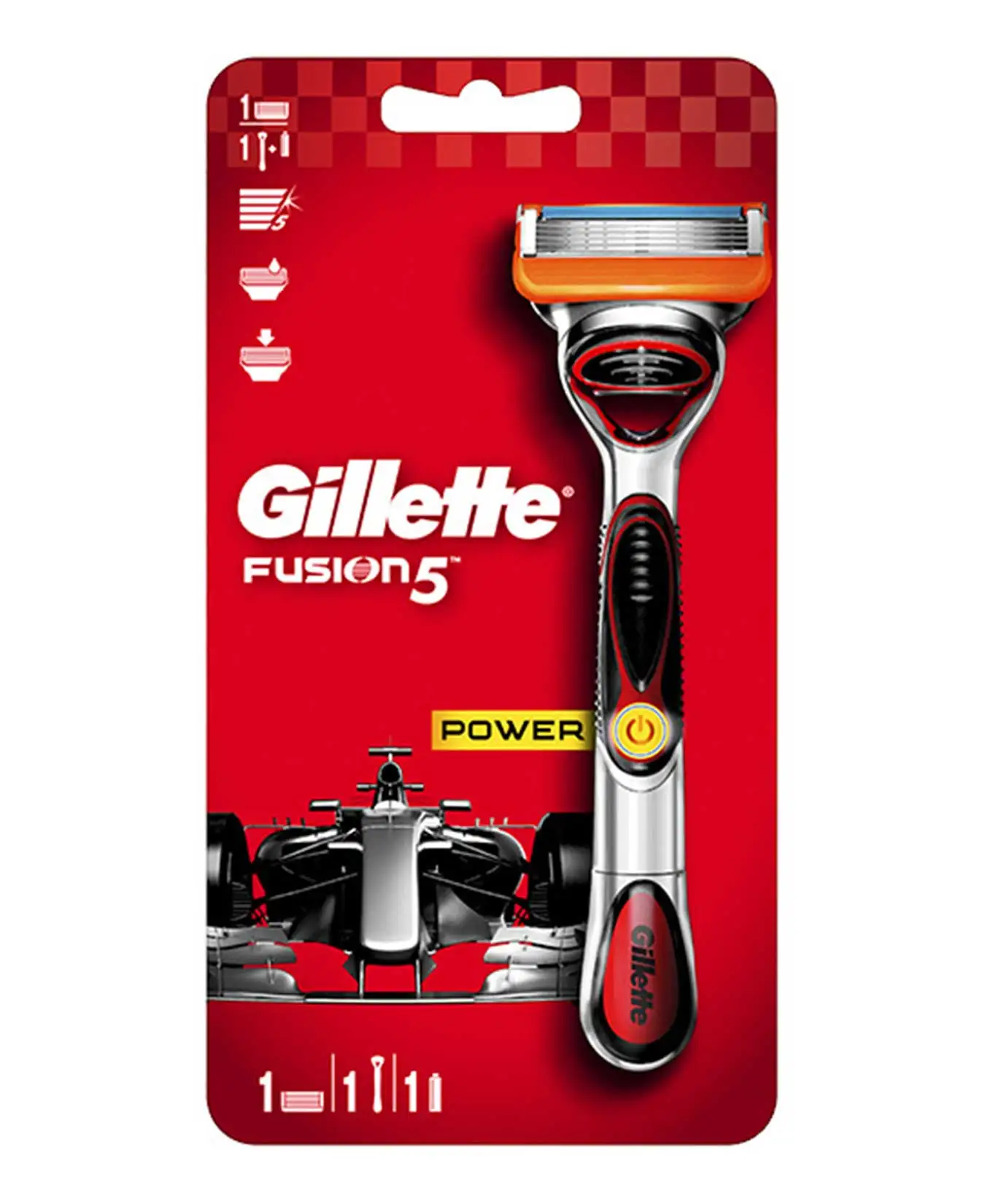 Gillette Fusion Power 1Up Rasoio Serie Rosso/Arancione Inclusa Batteria Aaa