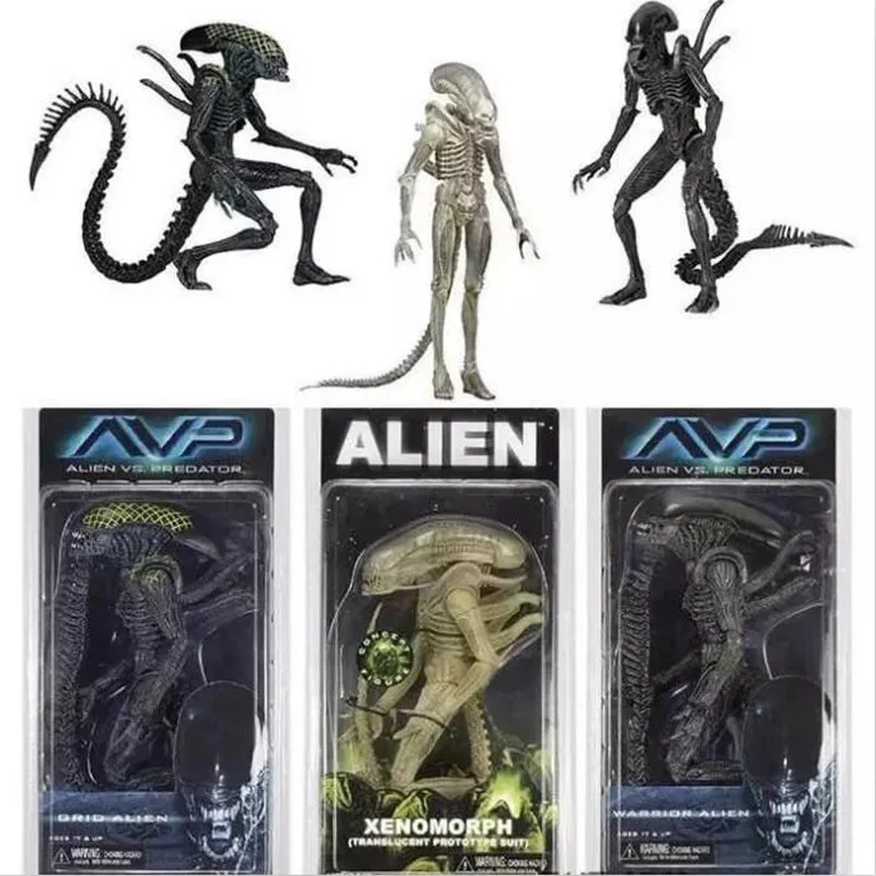 Neca Aliens Vs Predator Avp Series Grid Alien Xenomorph Traslucido Prototipo Suit Warrior Alien Action Figure Model Toy 18Cm