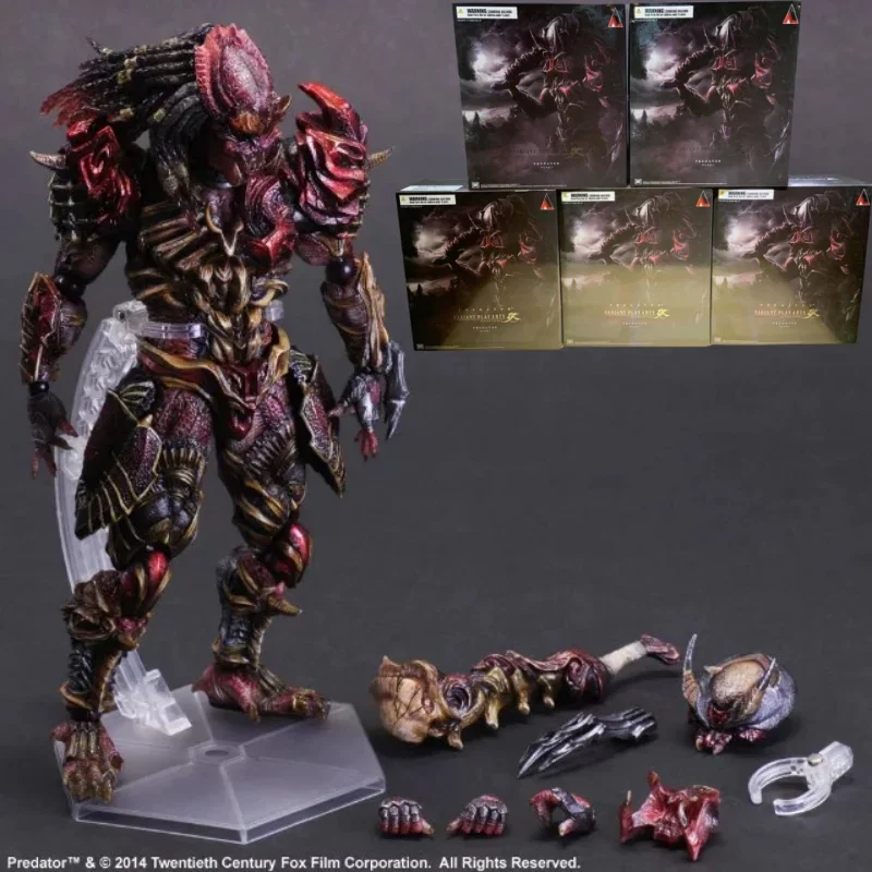 Original Play Arts Alien Vs Predator Scar Predator Action Figure Model Toy Gift 28Cm Joint Mobile Doll Horror Christmas