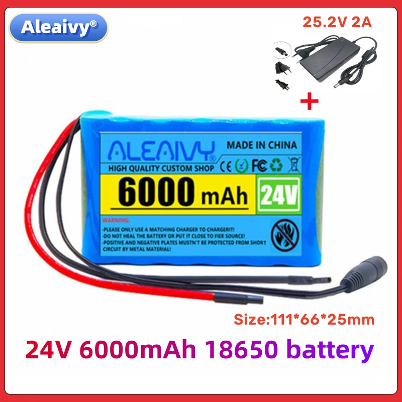2023 Nuovo Pacco Batteria Agli Ioni Di Litio 24V 6Ah 25.2V 6 S1P 18650 Per Motore Elettrico Bicicletta E-Bike Scooter Giocattoli Trapano Con Bms
