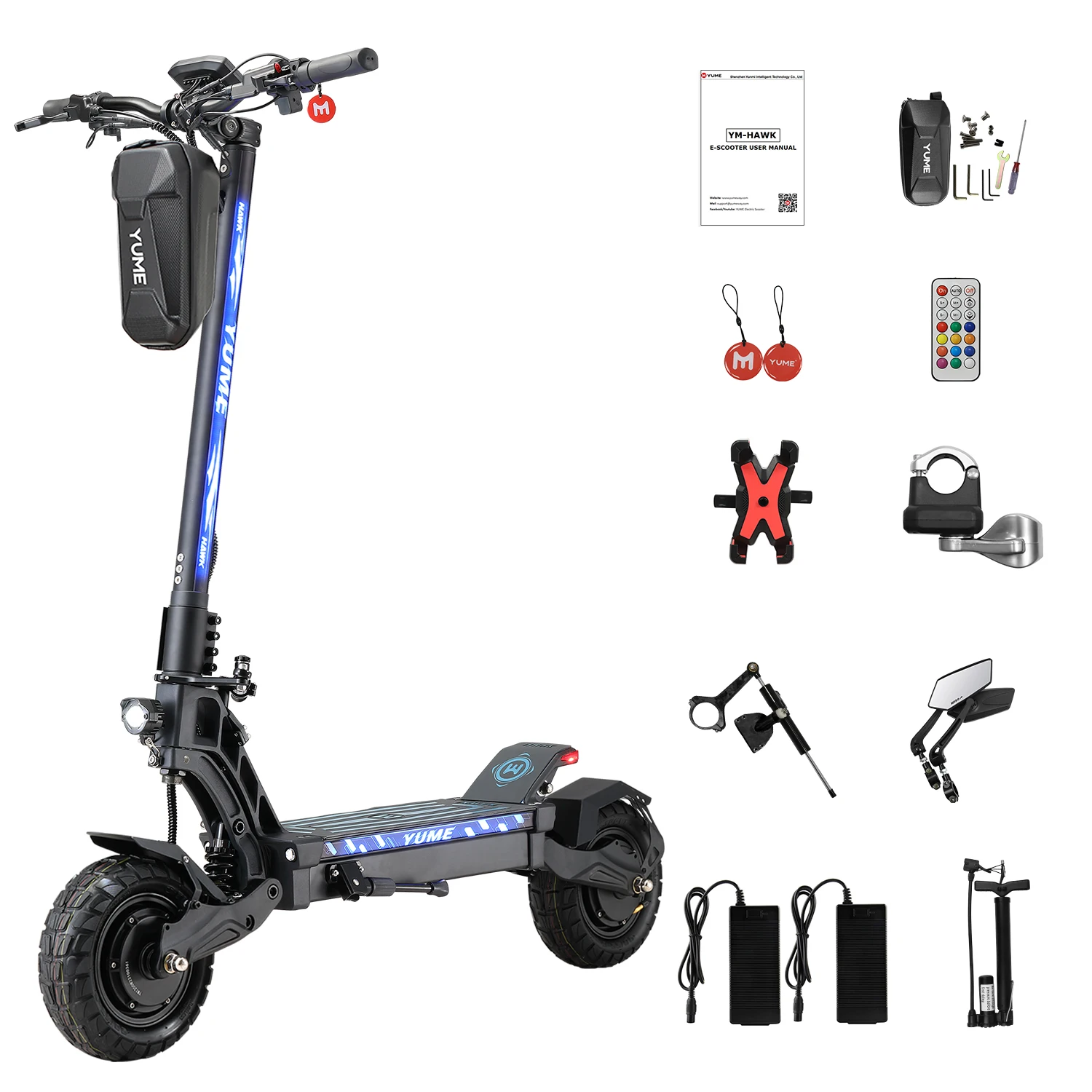 Yume Hawk 2023 I Più Nuovi Scooter Elettrici Caldi 60V 2400W Adulti Doppio Motore Pieghevole E Scooter Pratica Struttura Liscia Giostre