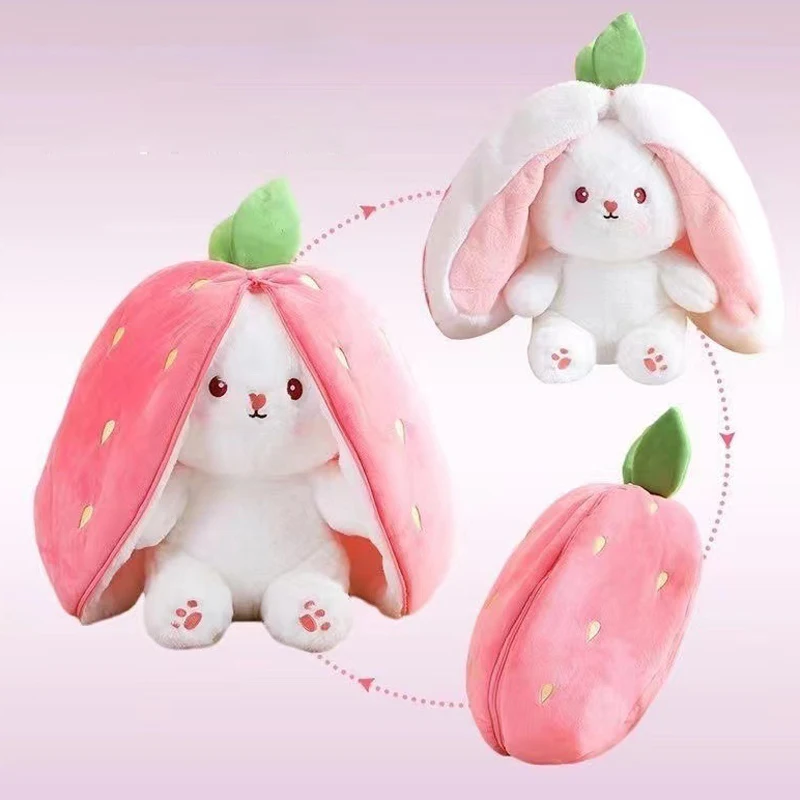 Coniglietto Farcito Peluche Reversibile Coniglio Bambola Trasformata Peluche Animale Carota Che Si Trasforma In Orecchie Coniglietti Giocattolo Regalo