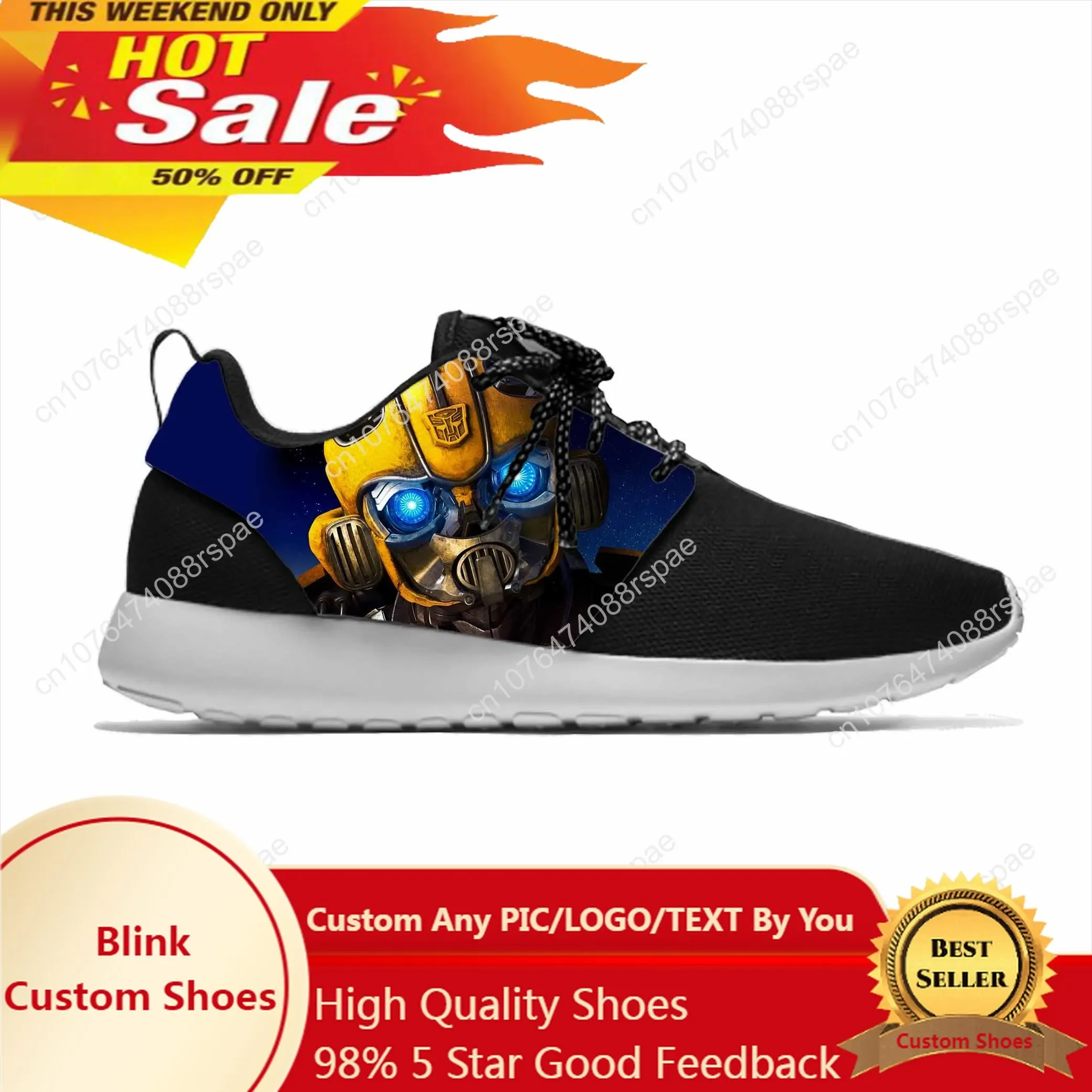 Anime Cartoon Manga Bumblebee Transformer Fashion Sport Scarpe Da Corsa Casual Traspirante Leggero Stampa 3D Uomo Donna Sneakers