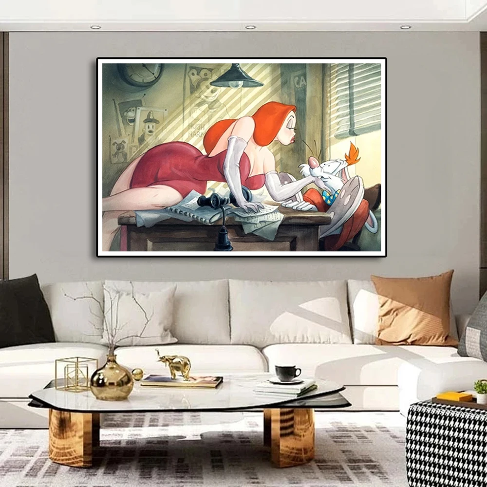 Disney Vintage Roger Rabbit Jessica Rabbit Poster Wall Art Prints Soggiorno Home Decor Cartoon Canvas Painting Pictures Cuadro