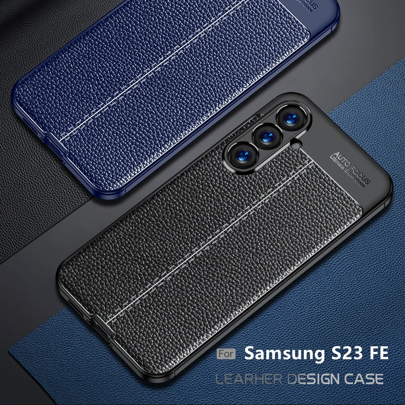 Per Samsung Galaxy S23 Fe Cover Per Samsung S23 S 23 Fe Capas Back Antiurto Soft Tpu Leather Fundas Samsung S23 Fe Cover