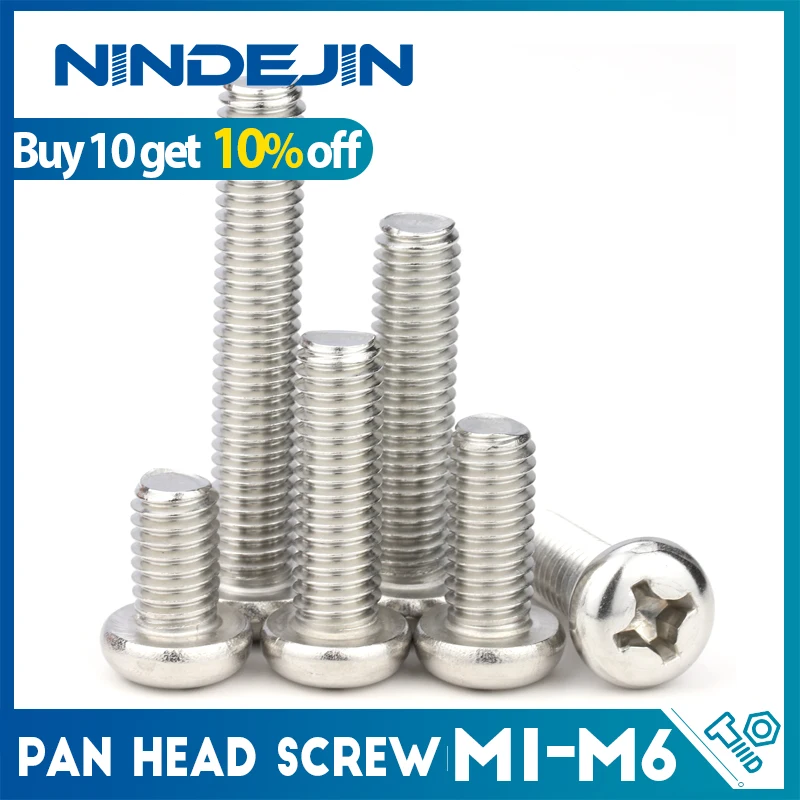 Nindejin Cross Pan Head M1-M2.5 Electronic Mini Laptop Screw Computer Nichelato M3-M6 Phillips Vite A Testa Tonda