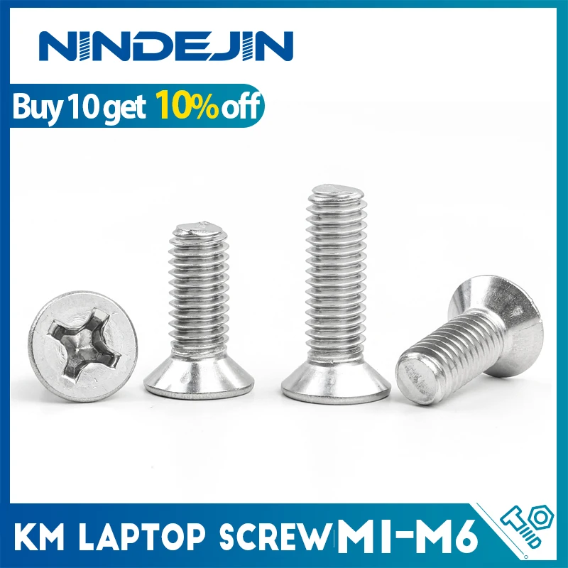 Nindejin Cross Flat Head M1-M2.6 Mini Vite Per Laptop Elettronica Per Computer Vite A Testa Piatta Phillips In Acciaio Al Carbonio M3-M6