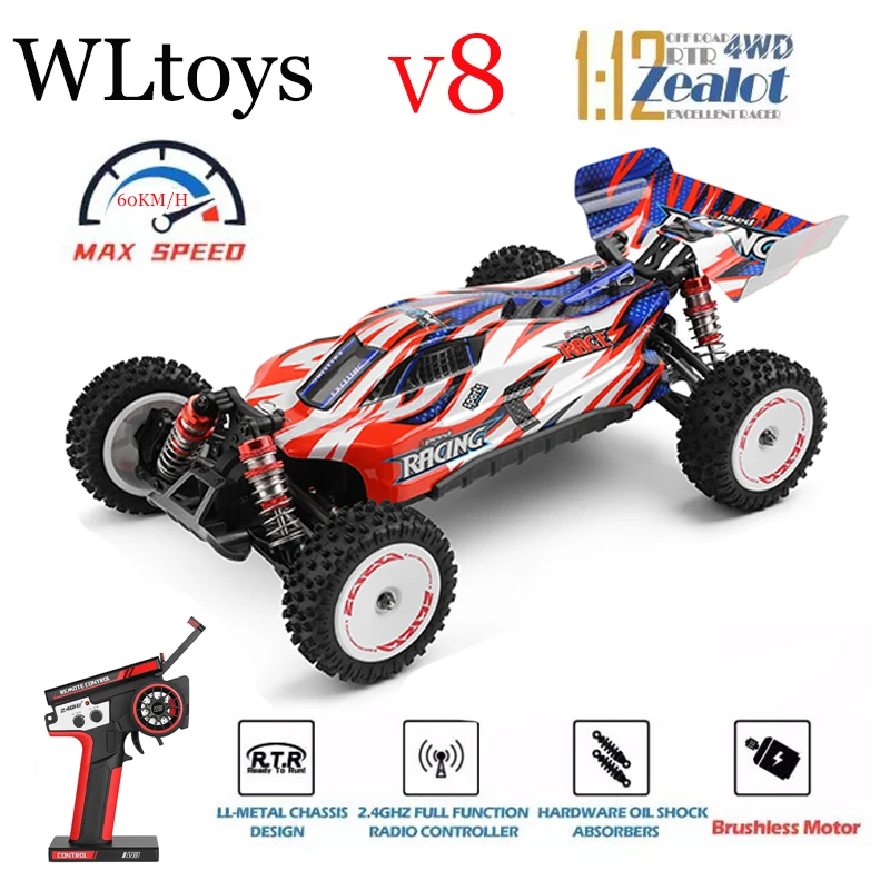 I Più Nuovi Wltoys 124008 V8 1/12 2.4G Racing Rc Cars 4Wd Brushless Motor 60 Km/H Auto Telecomandata Ad Alta Velocità Off-Road Drift Toys