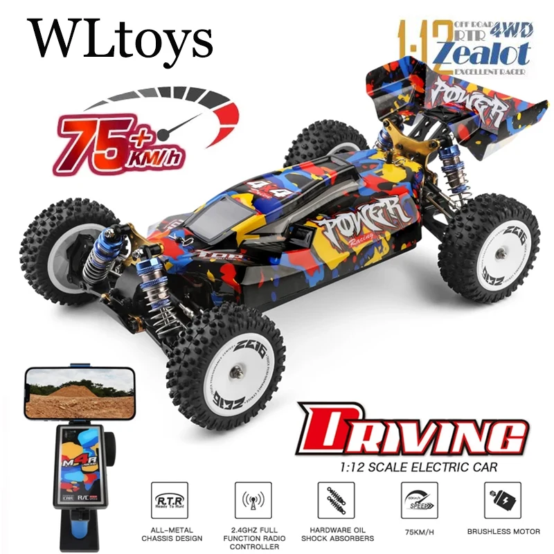 Wltoys 124007 V8 1/12 2.4G Racing Rc Cars 4Wd Brushless Motor 75 Km/H Telecomando Ad Alta Velocità Auto Off-Road Drift Toys Per Aduit