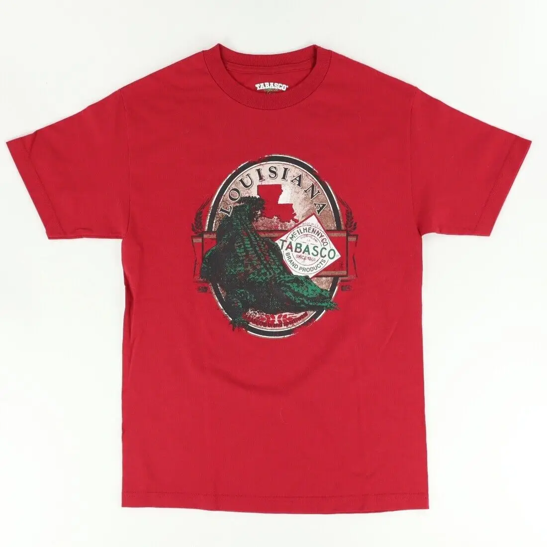 Tabasco Sport Louisiana Alligator Sauce Solid T-Shirt Rossa M Maniche Lunghe O Corte Da Uomo