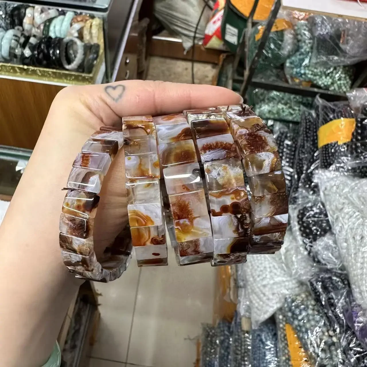 Natural Mexico Fire Agate Stone Beads Bracciali Rettangolari Simple Energy Stone Academic Magnetic Field Jewelry Party Gift