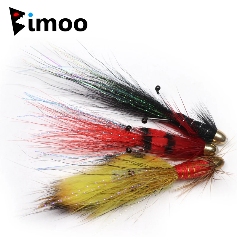 Bimoo 4 Pezzi Conehead Fire Tiger / Black/ Red Lionsnaelda Salmone Tube Mosche E Acuti