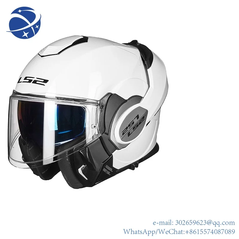 Yyhc Ls2 Ff399 Valiant Casco Moto Uomo Donna Full Face Chrome Senza Anti-Fog Fip Up Capacete Ls2