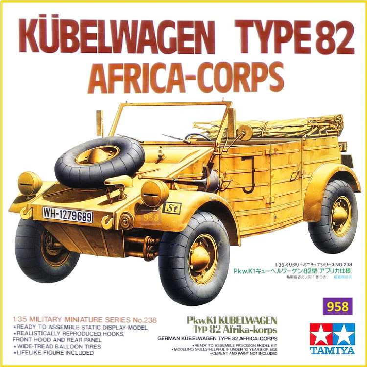 Tamiya 35238 1/35 German Kubelwagen Tipo 82 Kit Modello Africa-Corps