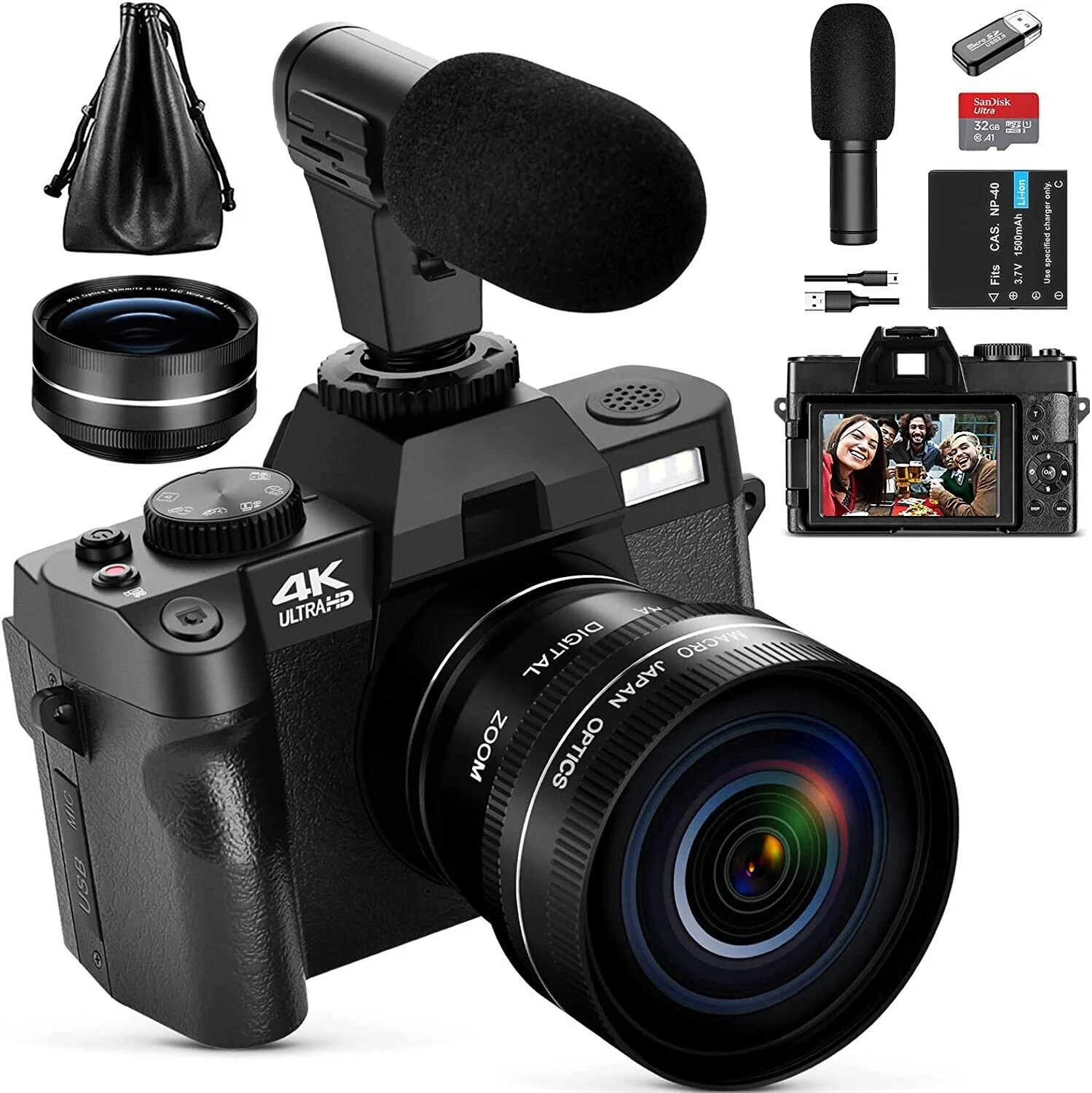 G-Anica Compact Digital Photography Camera 4K Wifi Web Cam Vintage Vlog Videoregistratore Youtube 48Mp Videocamera 3 "Flip Screen