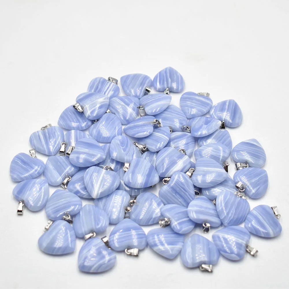 2023 Fashion Bestseller Blue Stripe Onyx Charms Ciondoli A Cuore Per La Creazione Di Gioielli 20Mm 50 Pz/Lotto All'Ingrosso Gratis
