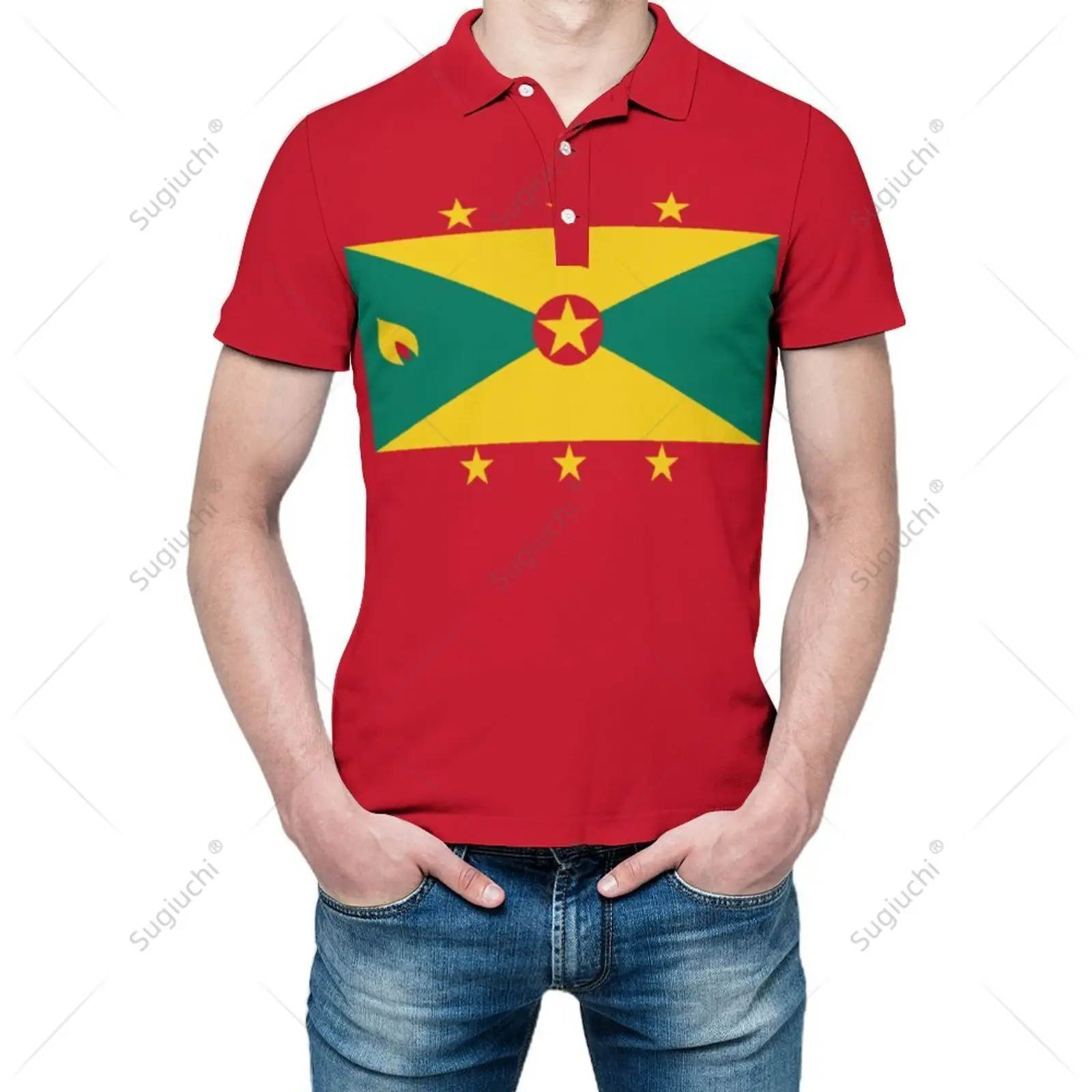 Polo Unisex Bandiera Di Grenada Stampa 3D Uomo Polo Abbigliamento Moda Tute Maniche Corte