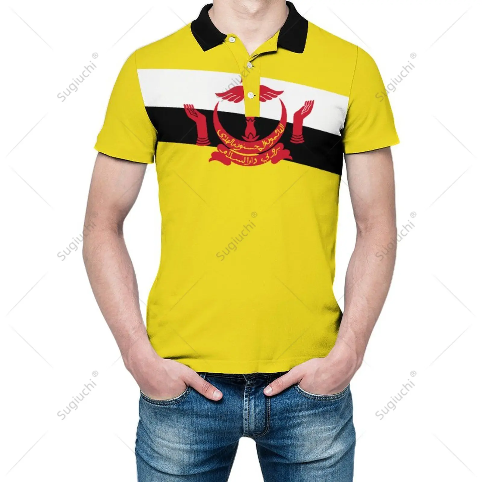 Polo Unisex Bandiera Del Brunei Stampa 3D Uomo Polo Abbigliamento Moda Tute Maniche Corte