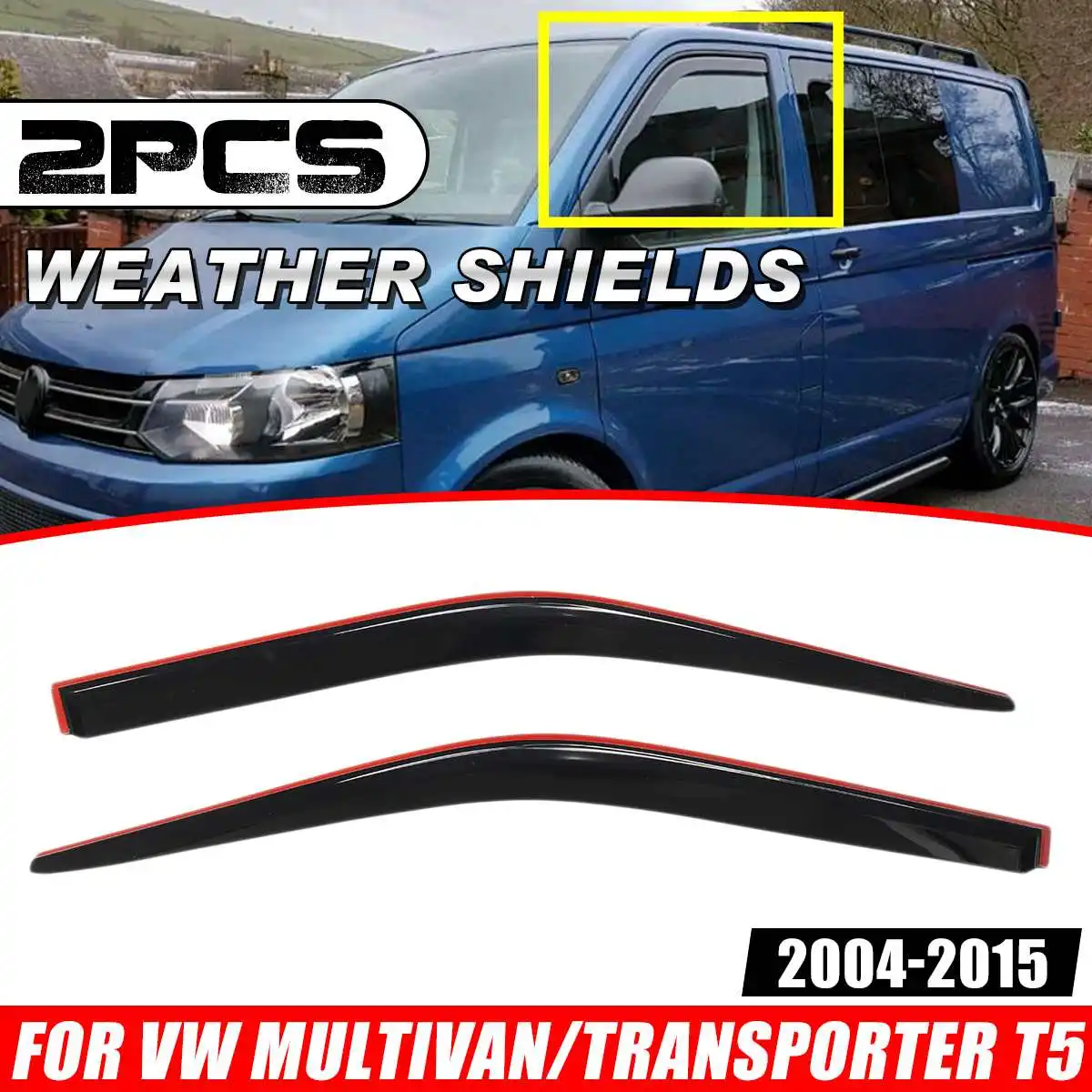 2Pcs Car Side Window Weather Shields Wind Sun Rain Visor Deflector For Vw Multivan For Transporter T5 2004-2015 Awnings Shelters