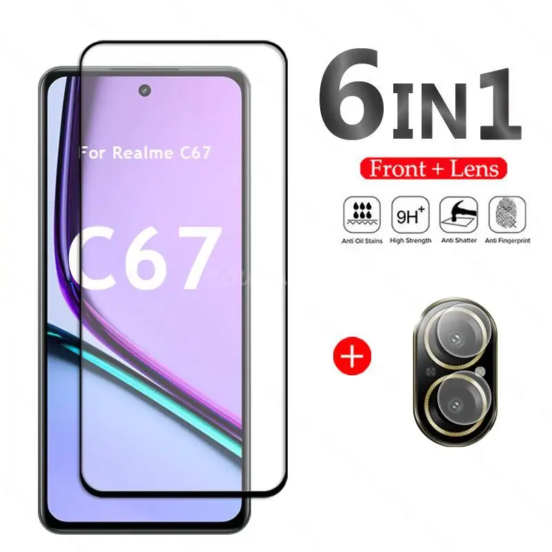 Per Realme C67 Glass Screen Protector Camera Film Glass Per Realme C67 Vetro Temperato Full Glue Realme C67 Glass