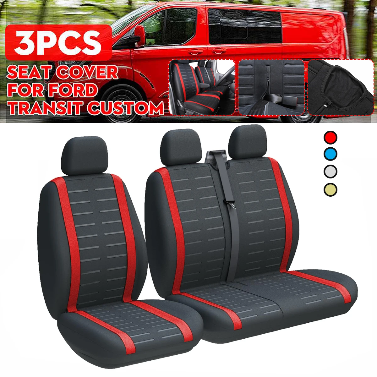Coprisedili Per Furgoni 2 + 1 Protezione Per Sedile Auto Con Airbag Universale Per Nissan Primastar Per Peugeot Boxer, Esperto Per Toyota Hiace