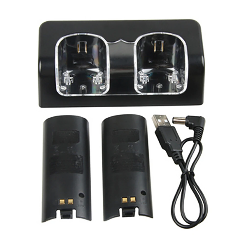 Stent Battery Pack Charger Charging Dock Station Controller Stand + 2 Pacchi Batteria Per Telecomando Nintendo Wii