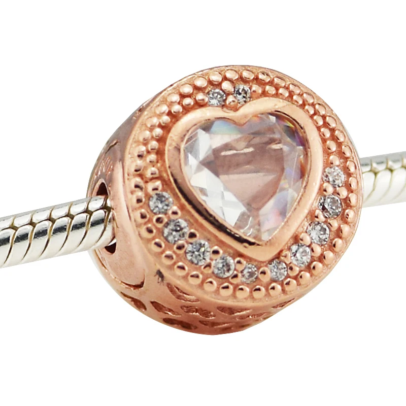 Adatto Per Bracciali Ckk Essence Charms Per La Grazia Con Oro Rosa E Clear Cz 100% 925 Perline In Argento Sterling Spedizione Gratuita