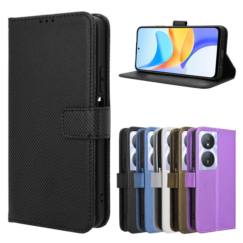 Per Huawei Honor X7B Cover Luxury Flip Diamond Pattern Skin Pu Leather Wallet Lanyard Case Per Honor X7B Phone Bags
