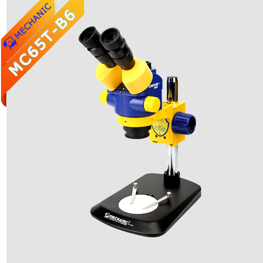 Microscopio Trinoculare Meccanico Mc65T-B6 Alto Ingrandimento 3 Occhi Stereo Per La Riparazione Del Telefono Dedicato Zoom Esterno Del Computer Hd