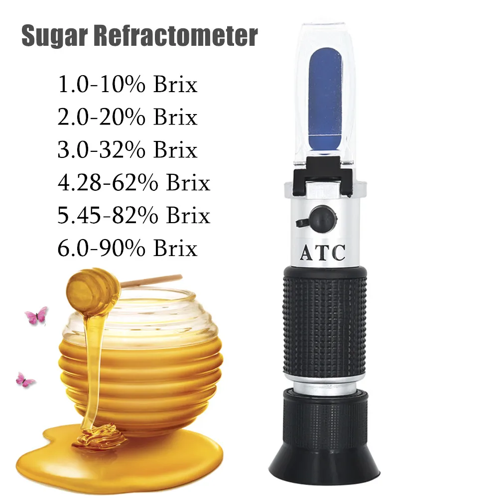 Rifrattometro Misuratore Di Concentrazione Di Zucchero Densimetro 0-32% Brix Saccarimetro 58 ~ 90% Brix 38 ~ 43 Be Baume Miele Vino Rifrattometro