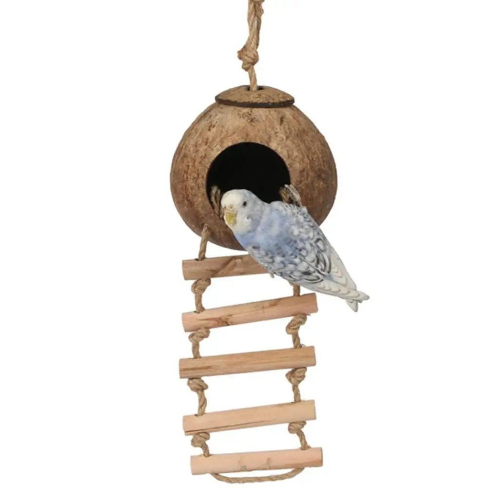Parrot Natural Coconut Shell Bird Nest Hideout House Box Forniture Per Uccelli Per Criceti Porcellini D'India Case Per Uccelli Habitat