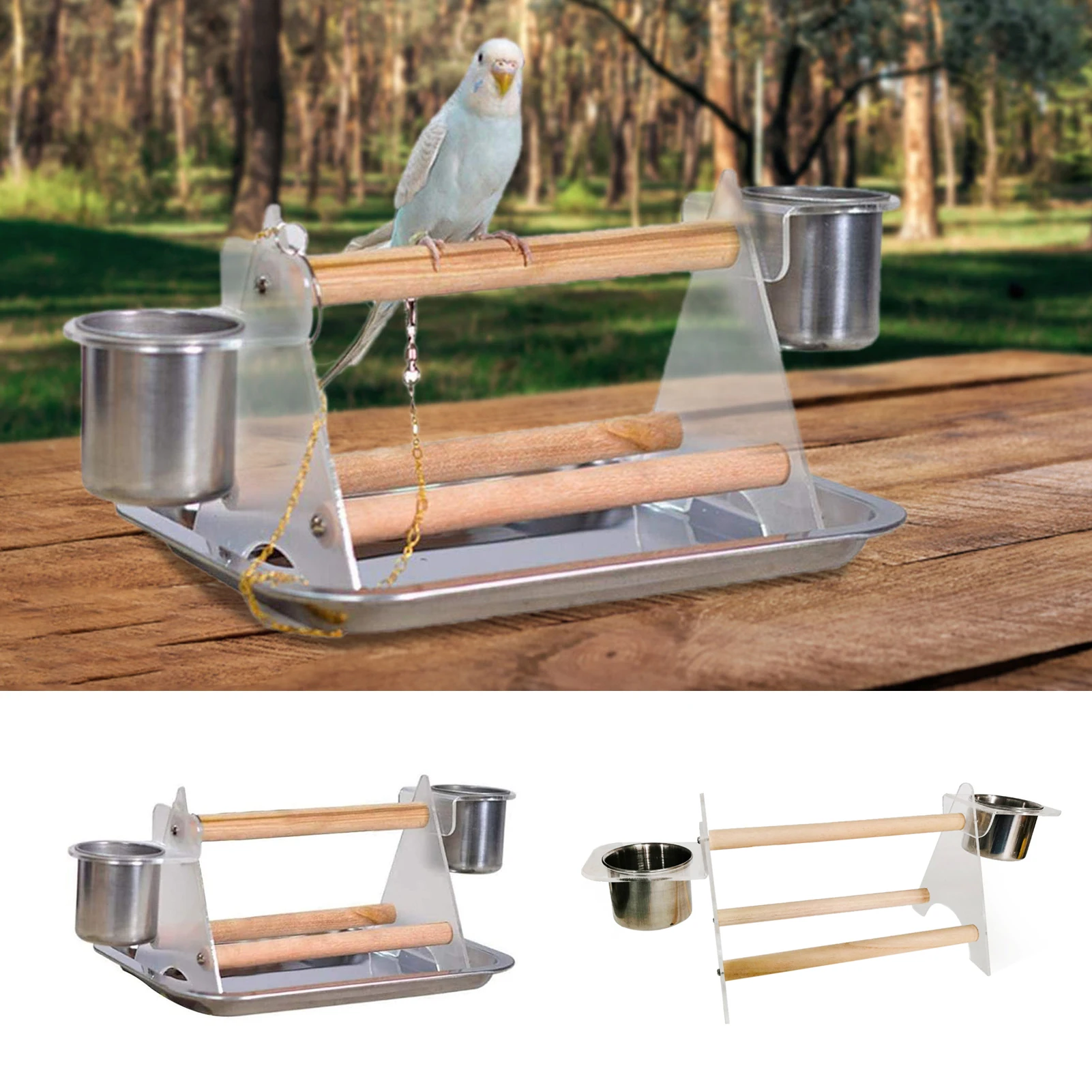 Parrot Desktop Stand Bird Training Rack Supporto Da Tavolo Parrot Play Stand Cockatiel Parco Giochi Con Biberon Playstand Giocattoli Per