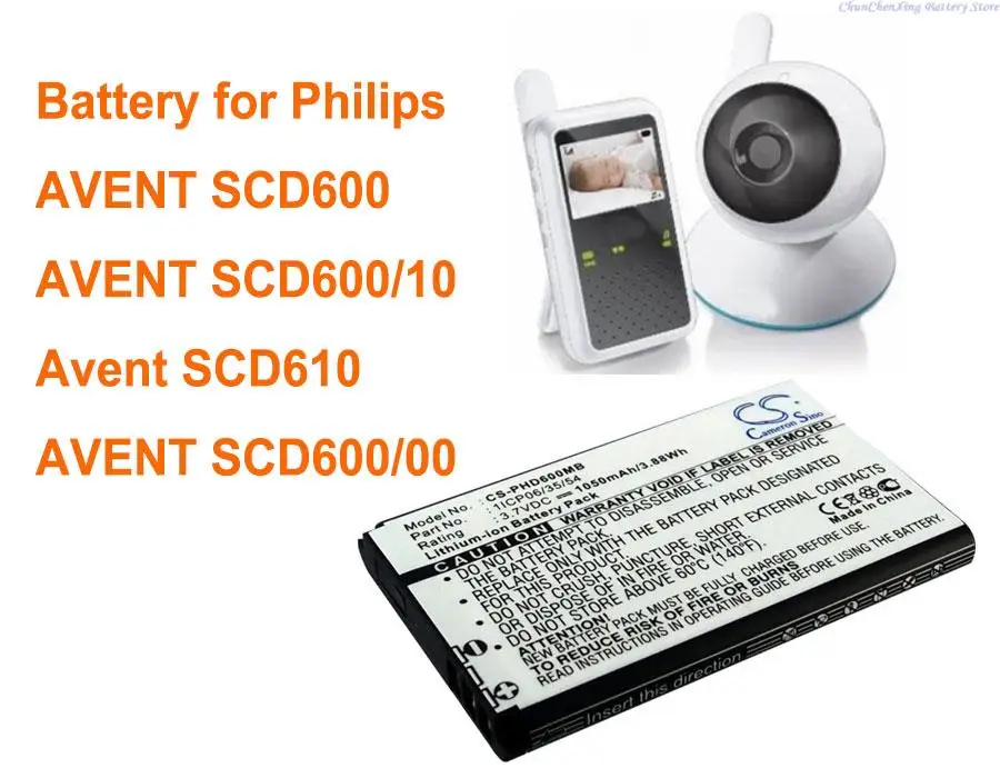 Cameron Sino 1050Mah Batteria 1Icp06/35/54 Per Philips Avent Scd600, Avent Scd600/00, Avent Scd600/10, Avent Scd610