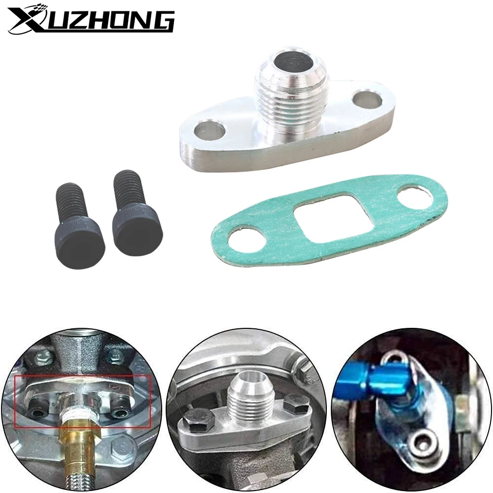Kit Adattatore Guarnizione Flangia Scarico Olio Turbo Set 10An Garrett Gt28 Gt30 Gt35 T3 T4 Turbocompressore