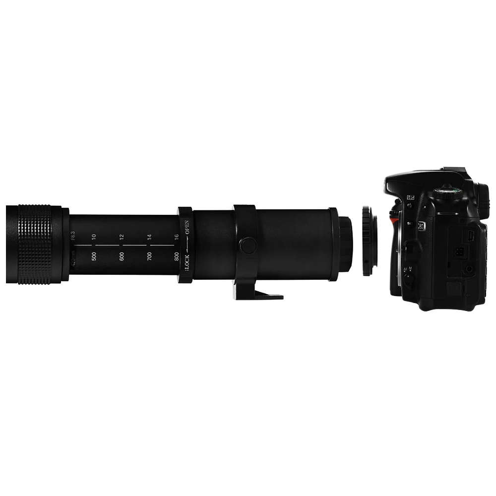 420-800Mm F/8.3-16 Super Teleobiettivo Obiettivo Zoom Manuale + Anello Conico T2 Per Fotocamere Dslr Canon Obiettivo Di Montaggio Ef Ef-S