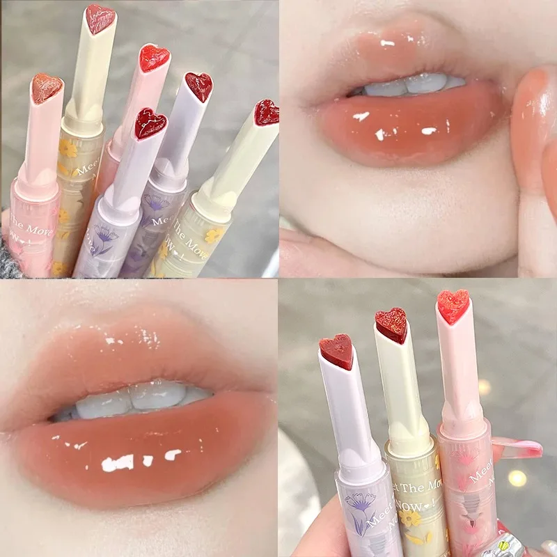 Jelly Mirror Lipstick Lip Gloss Antiaderente Cup Mirror Lip Tint Rossetto A Forma Di Cuore Idratante Lipgloss Rossetto A Lunga Durata