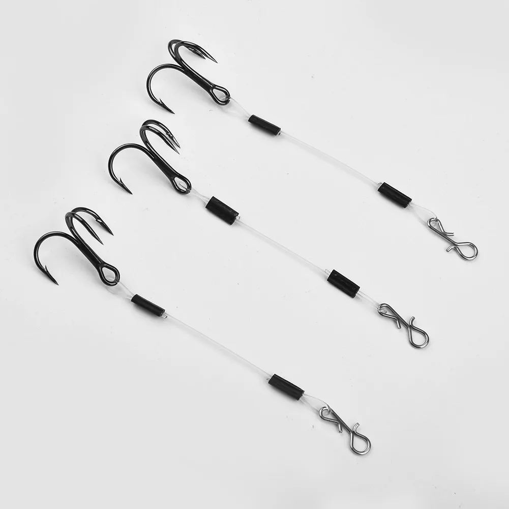3Pcs Line Group Fishhook Pike Perch Bass Predator Lure Fishing Sharp Hook Acciaio Inossidabile 6/8/10Cm Fish Tackle Strumenti Pesc
