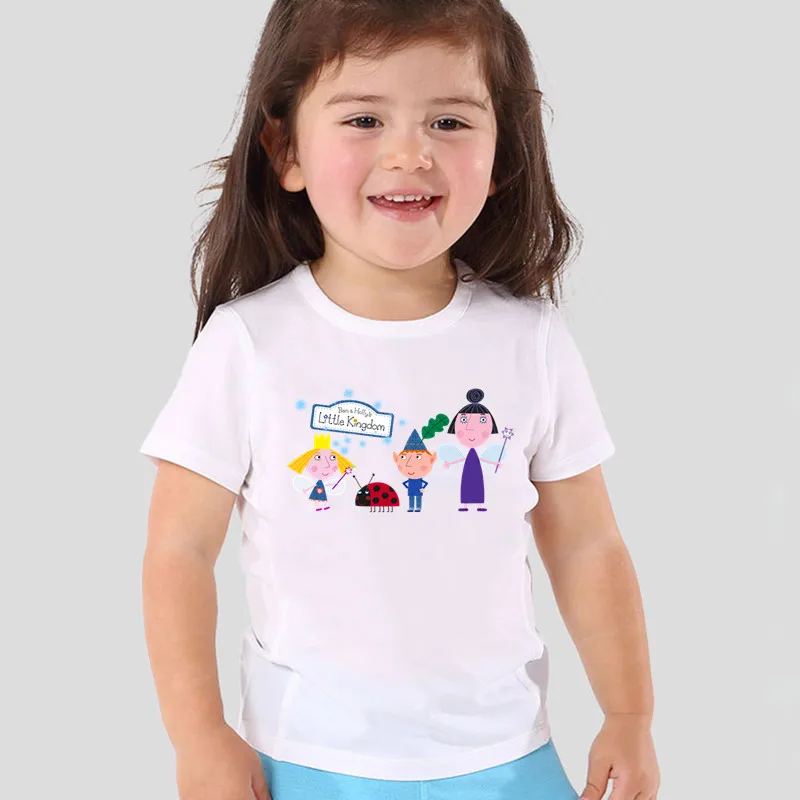 Ben E Holly Kingdom Cartoon Print T-Shirt Per Ragazzi T-Shirt Estiva A Maniche Corte Per Bambini Cute Neonate Clothes White Children Tops